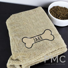 Load image into Gallery viewer, Personalised Paw Print Brown Microfiber Pet Towel