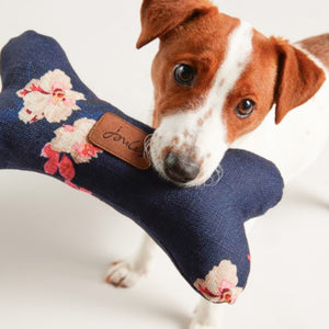 Joules Plush Dog Print Bone Squeaky Dog Toy