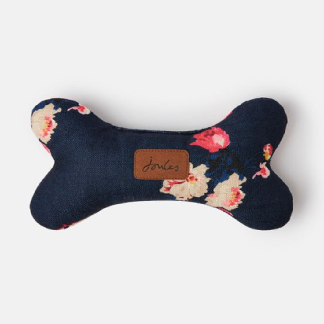 Joules Plush Dog Print Bone Squeaky Dog Toy