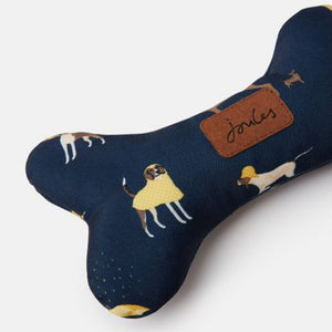 Joules Navy Dog Print Bone Squeaky Dog Toy