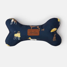 Load image into Gallery viewer, Joules Navy Dog Print Bone Squeaky Dog Toy