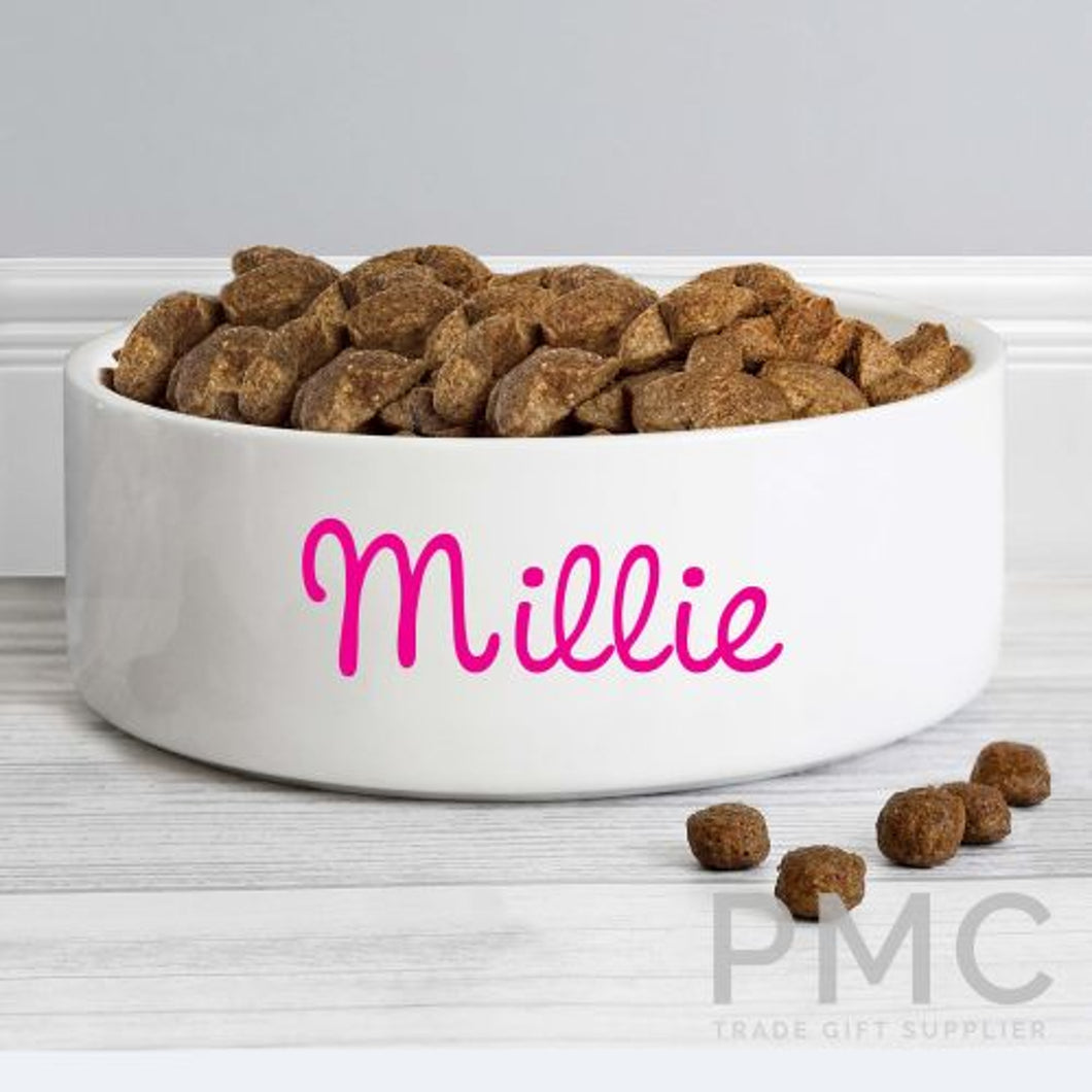 Personalised Pink Name 14cm Medium Pet Bowl