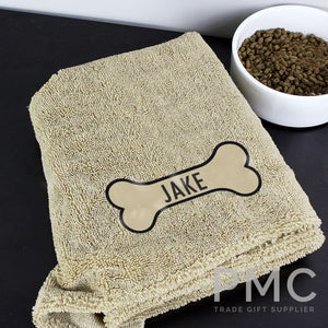 Personalised Paw Print Brown Microfiber Pet Towel